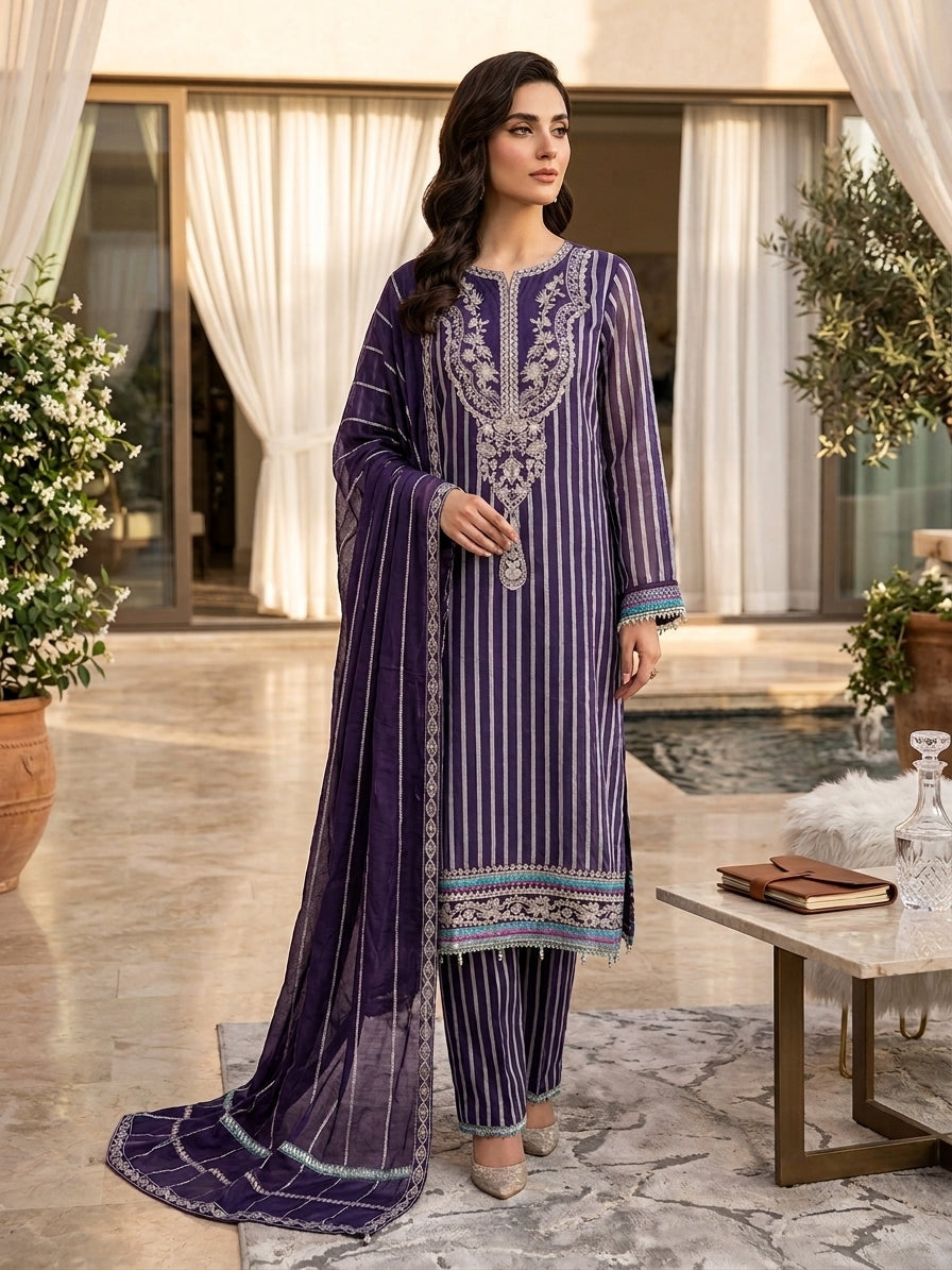 Charizma Luxury Embroidered Chiffon Suit