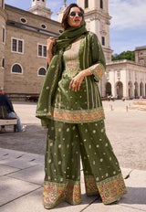 Mehndi Shimmer Palazzo Suit