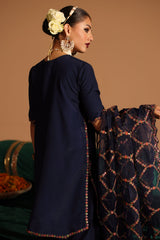 3-PC Embroidered Raw-Silk Suit by Charizma