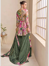 Multicolor Floral Printed Palazzo Premium Festive Wear Salwar Kameez