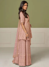 Dusty Rose Georgette Embroidered Palazzo Suit