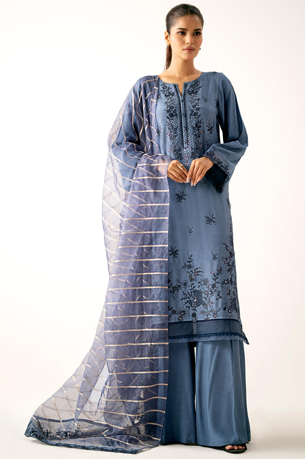 3-PC Embroidered Lawn by Zeen