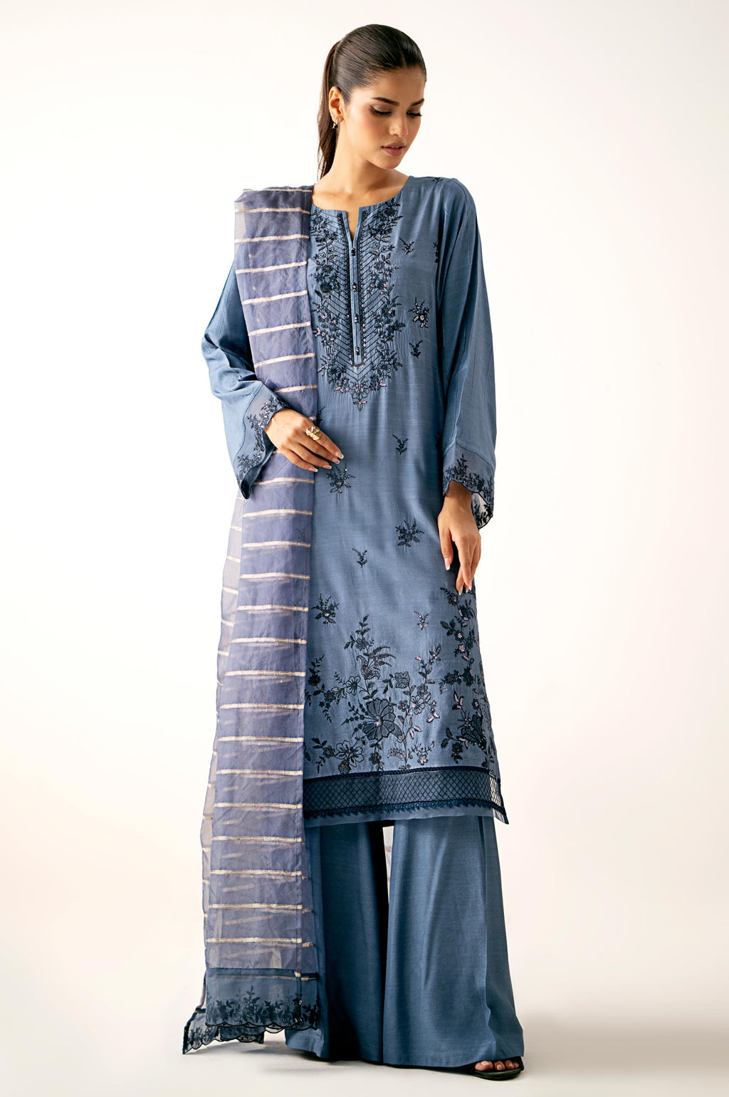 3-PC Embroidered Lawn by Zeen