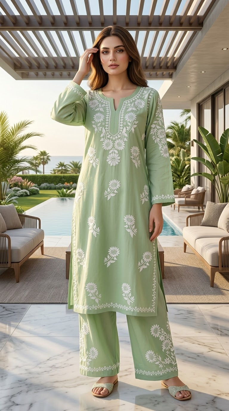 Lucknow 2pc Embroidered Co-Ord Set