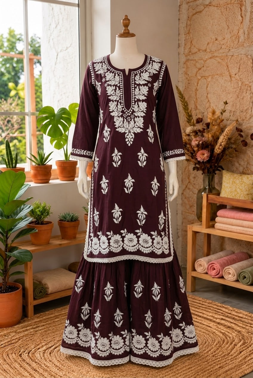 Lucknow 2pc Embroidered Co-Ord Set
