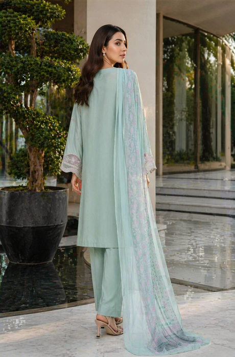 Bin Saeed Luxury Embroidered Lawn With Chiffon Dupatta
