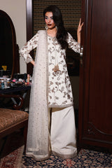 3-PC Embroidered Raw-Silk Suit by Charizma