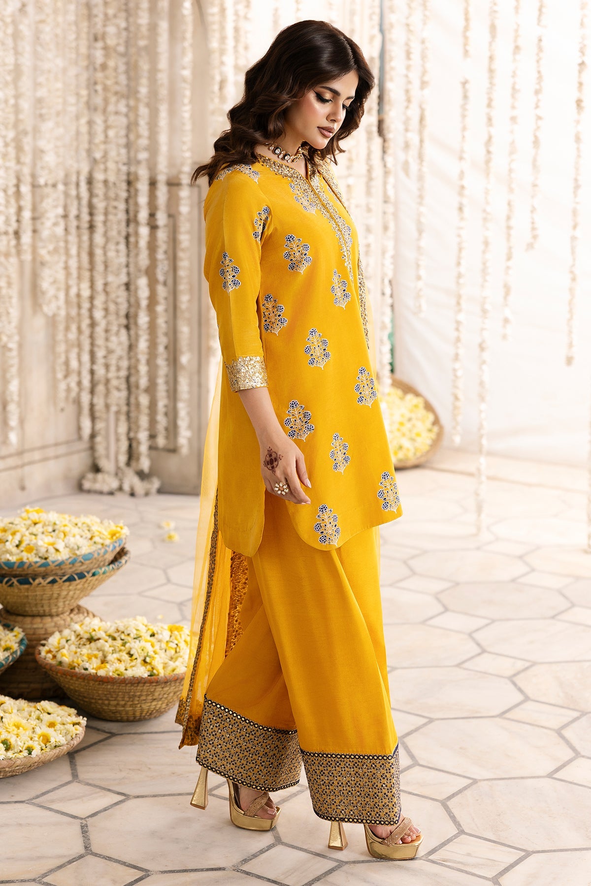 3-PC Embroidered Raw Silk Suit By Charizma