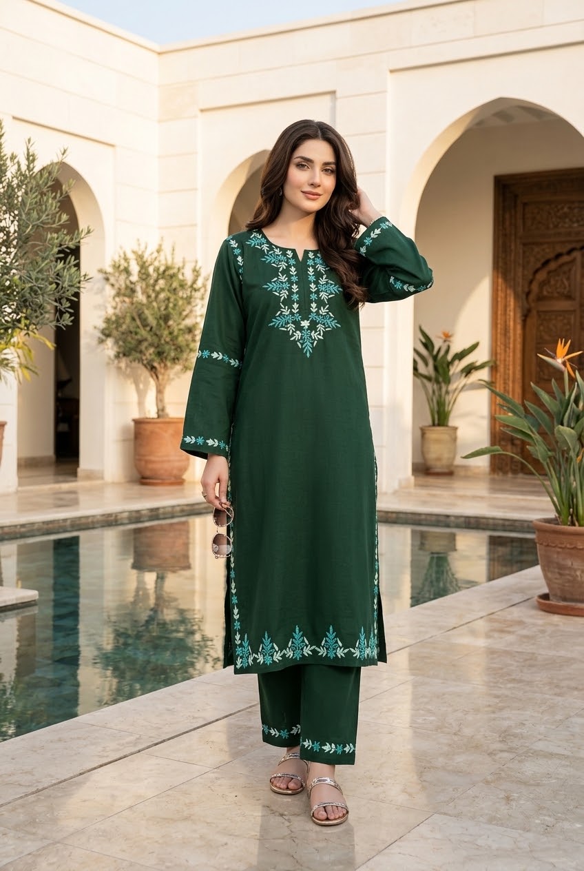 Lucknow 2pc Embroidered Co-Ord Set