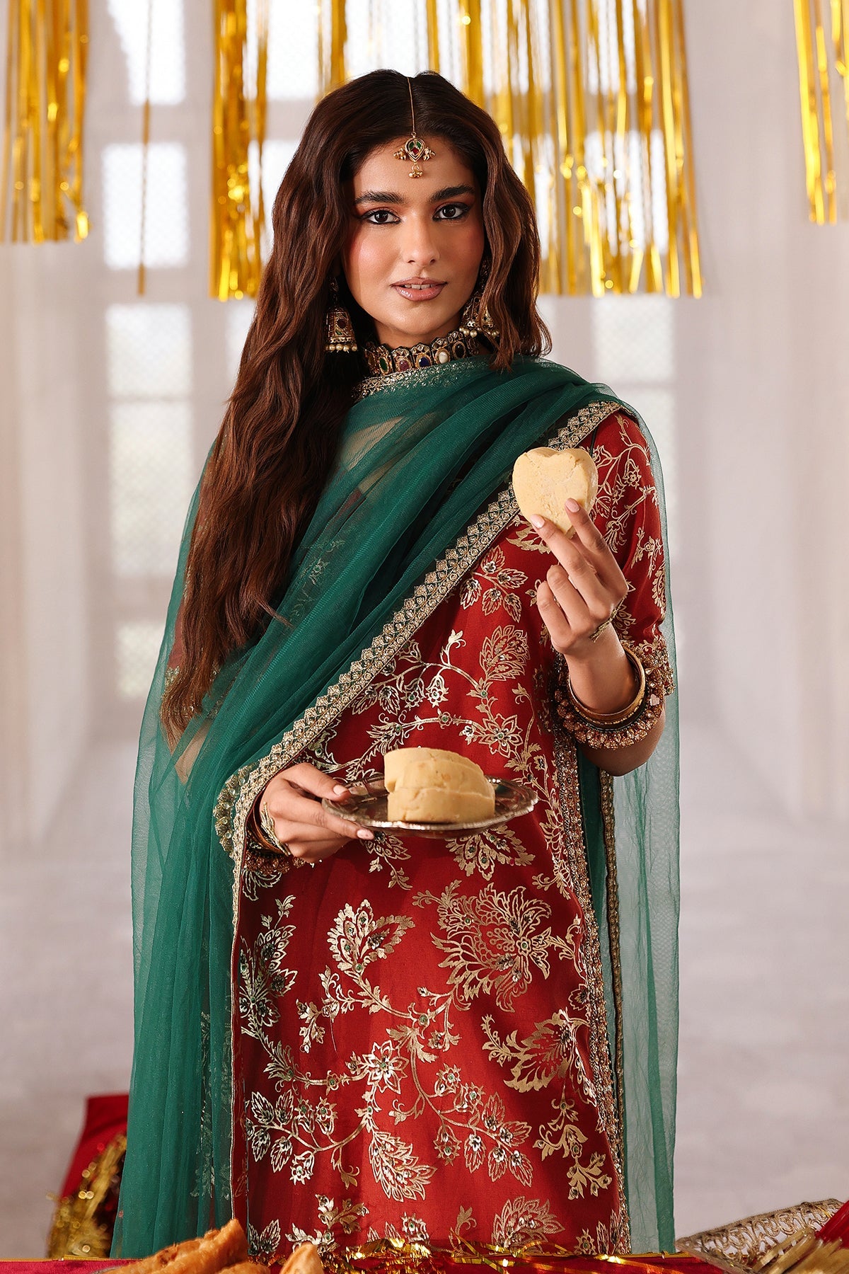 3-PC Embroidered Raw-Silk Suit By Charizma