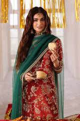 3-PC Embroidered Raw-Silk Suit By Charizma