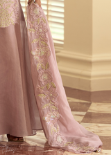 Pastel Pink Garden Simar Silk Palazzo Suit