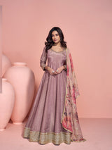 Mauve Purple Heavy Embroidered Anarkali Suit