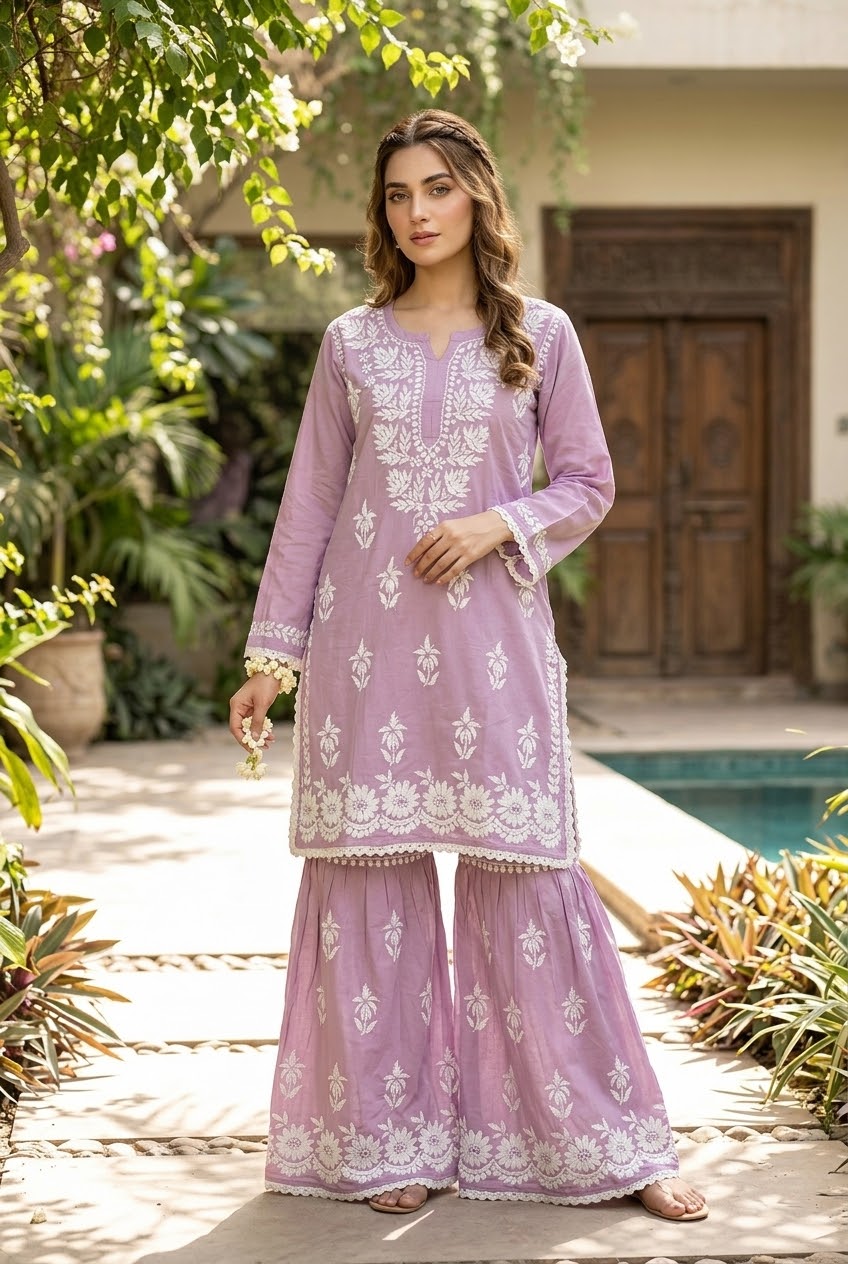 Lucknow 2pc Embroidered Kurti