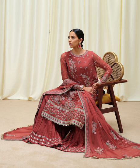 3 Piece - Embroidered Chiffon Suit by Sapphire