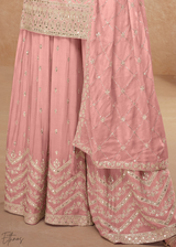 Dusty Rose Sequins Chinon Palazzo Suit