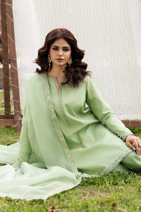 3-PC Embroidered Raw-Silk Suit By Charizma