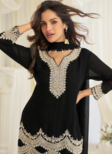 Black Handwork Embroidered Pant Style Suit