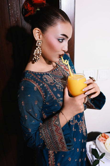 3-PC Embroidered Luxury Suit By Charizma