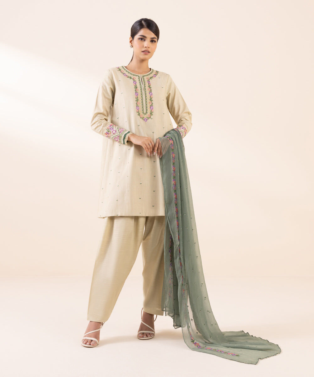 Sapphire Embroidered Light Khaddar Suit