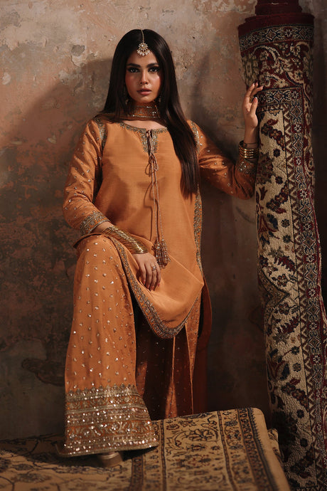 3-PC Embroidered Raw-Silk Suit by Charizma