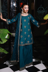 2-PC Embroidered Raw-Silk Suit by Charizma