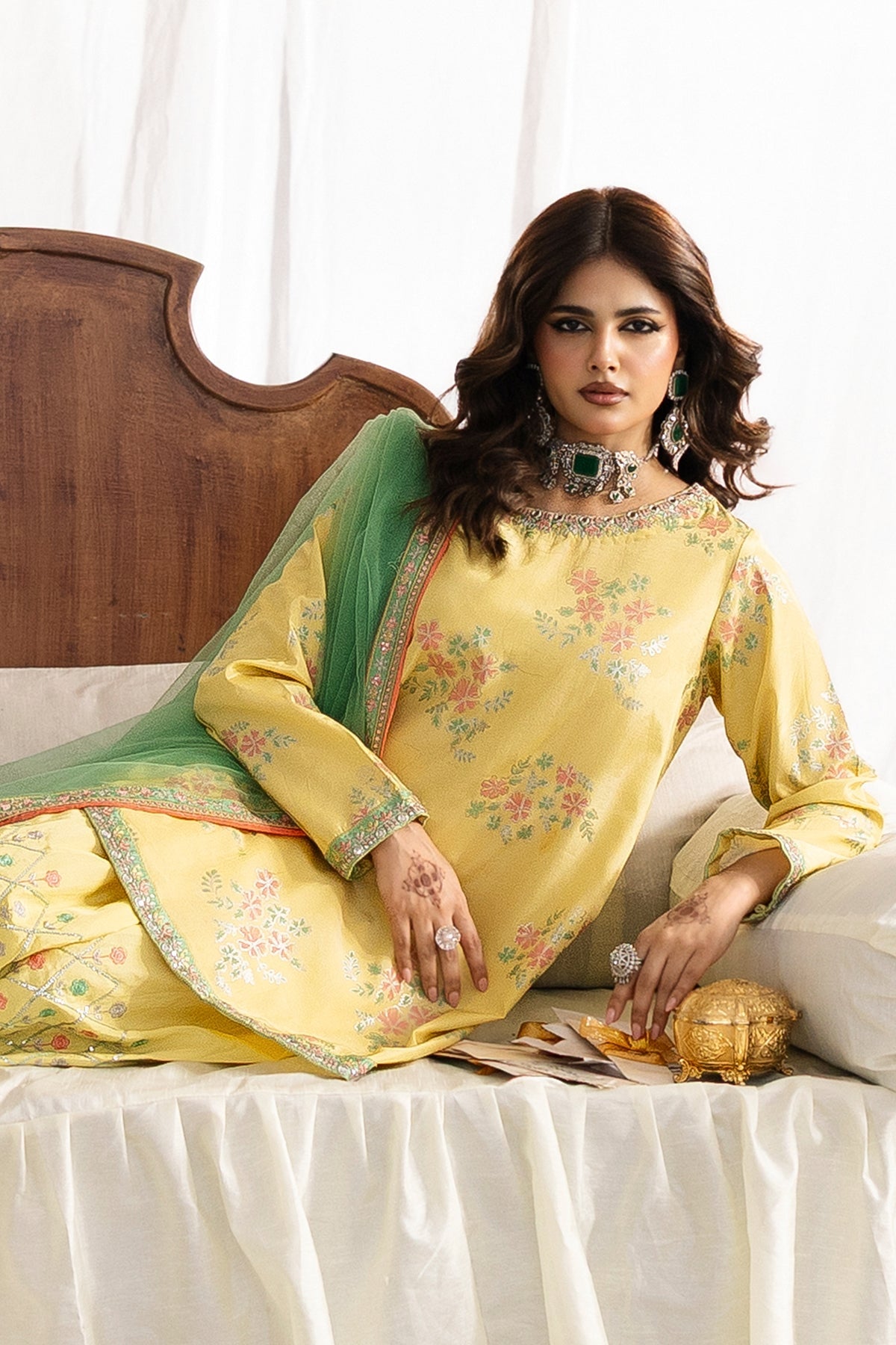 3-PC Embroidered Raw-Silk Suit By Charizma