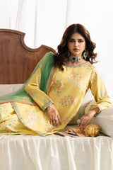 3-PC Embroidered Raw-Silk Suit By Charizma