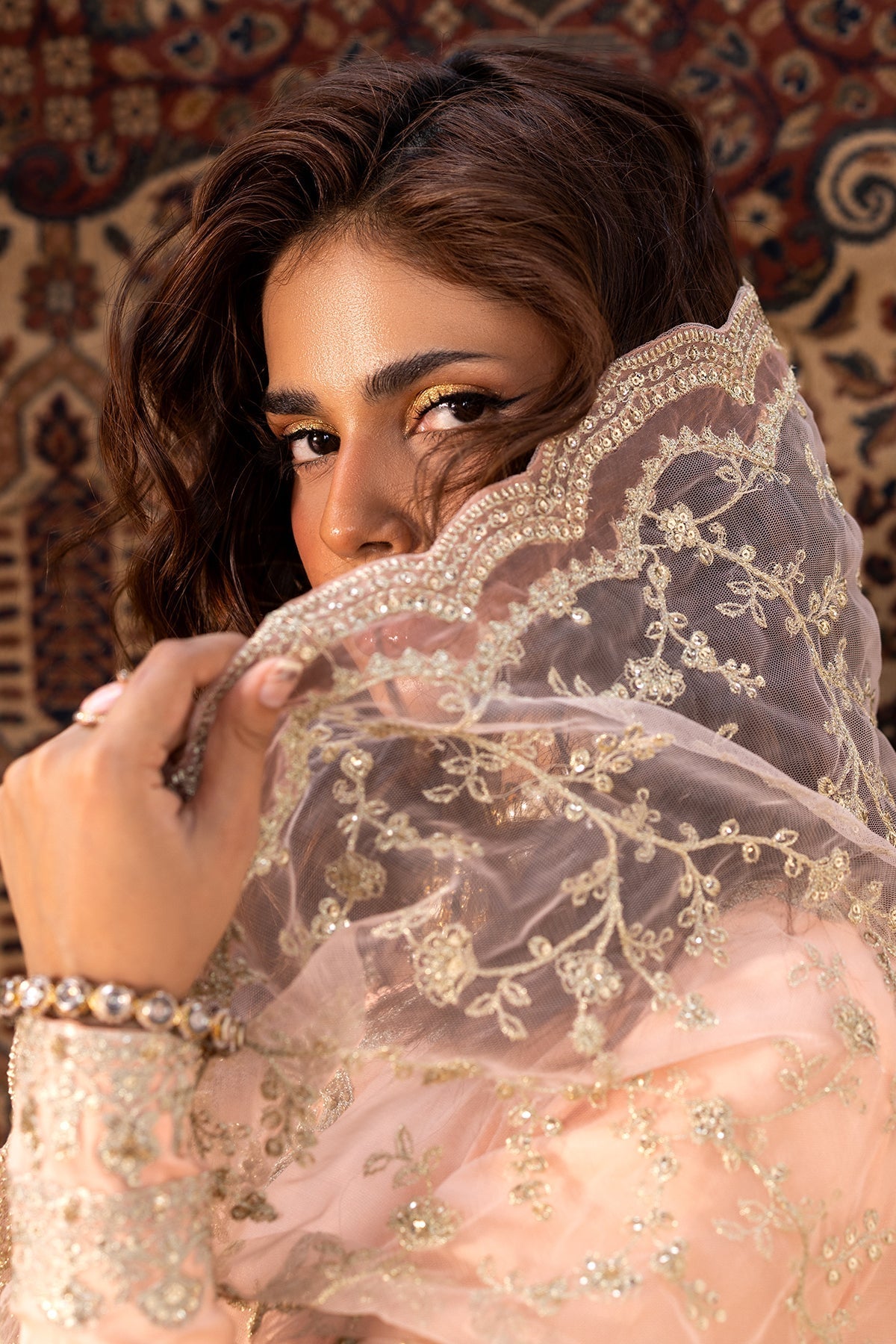 3-PC Embroidered Raw-Silk Suit by Charizma