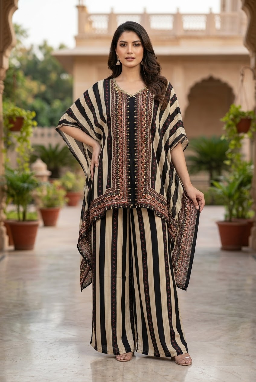 Natura Crape Chiffon Dup Kaftan