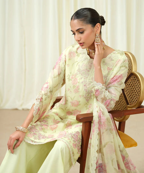 Sapphire Embroidered Chiffon Suit