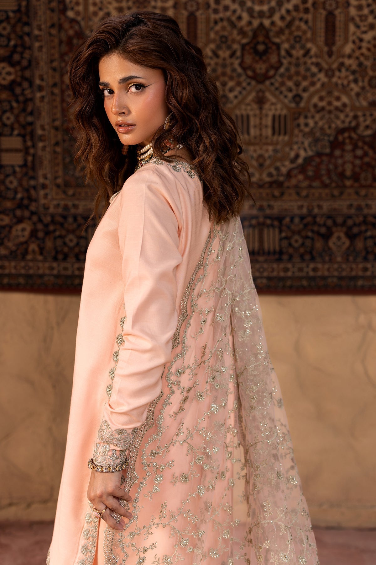 3-PC Embroidered Raw-Silk Suit by Charizma