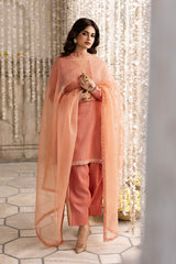 3-PC Embroidered Raw-Silk Suit By Charizma