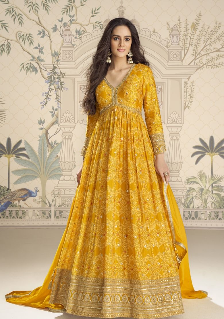 Indian Premium Chinon Silk Gown