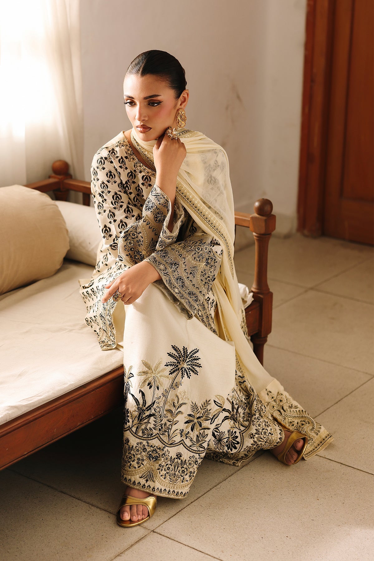 3-PC Embroidered Luxury Suit By Charizma