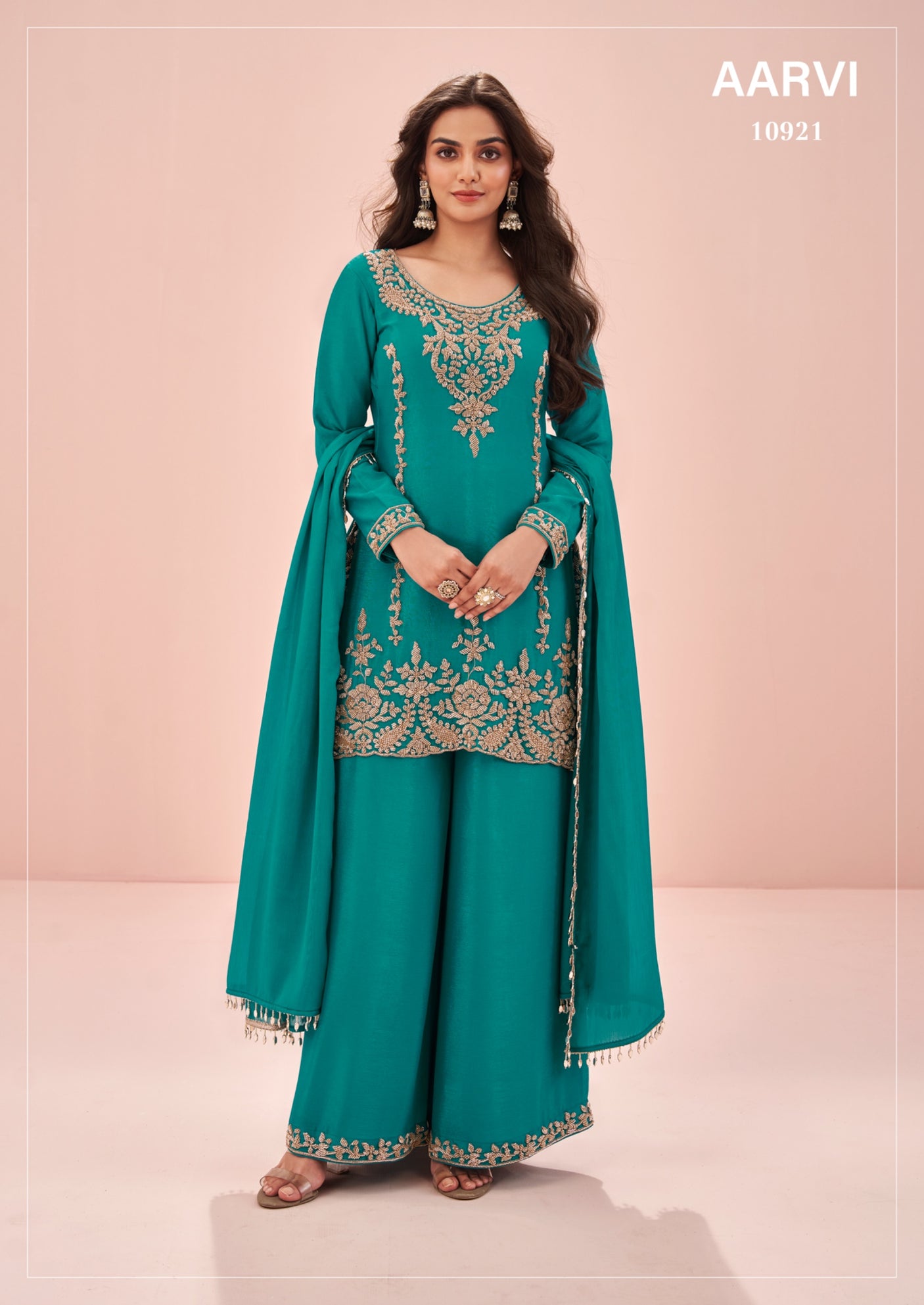 Indian Chinon Silk Sharara Suit