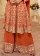 Orange Georgette Embroidered Anarkali Suit Set