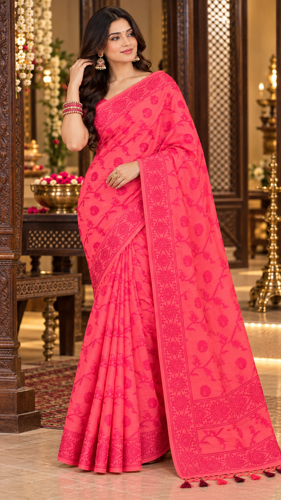 Indian Cotton Print Saree Without Blouse