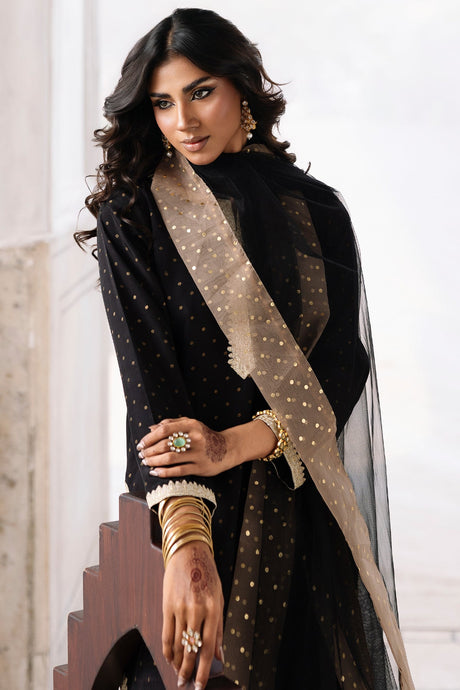 3-PC Embroidered Raw-Silk Suit By Charizma