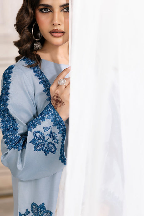 3-PC Embroidered Raw-Silk Suit By Charizma