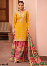 Canary Yellow Embroidered Chinon Silk Kurta