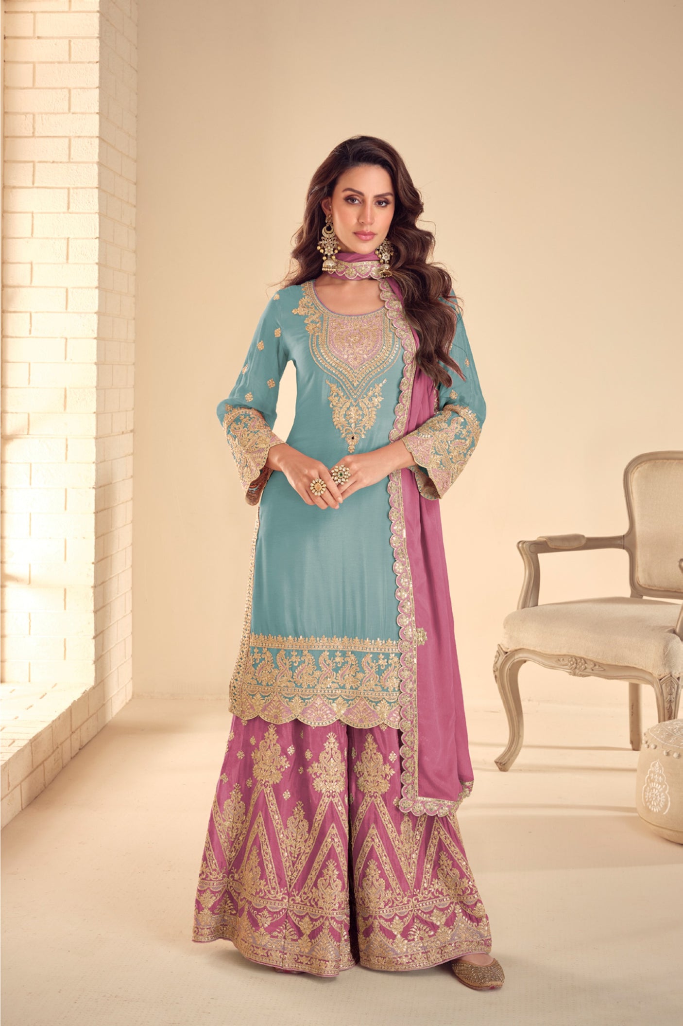 Pure Slik Sharara Suit