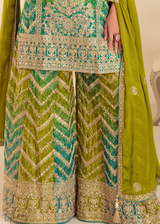 Vibrant Green Chinon Palazzo Suit