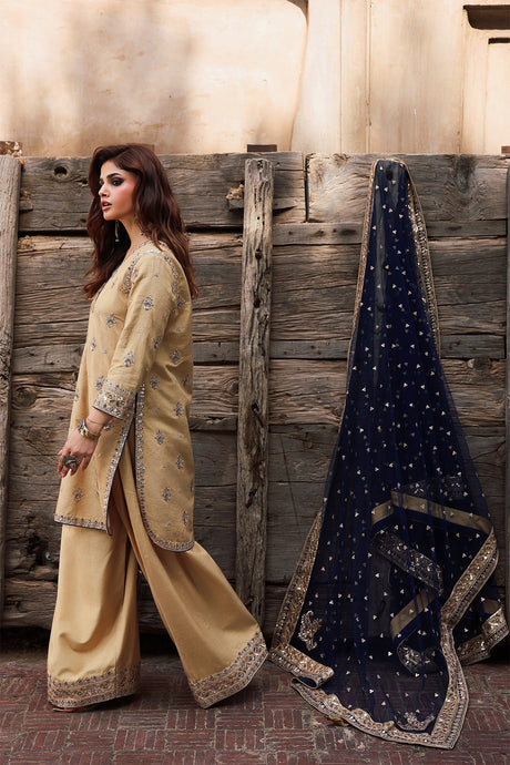 3-PC Embroidered Raw-Silk Suit By Charizma