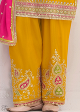 Dandelion Yellow Chinon Silk Salwar Suit