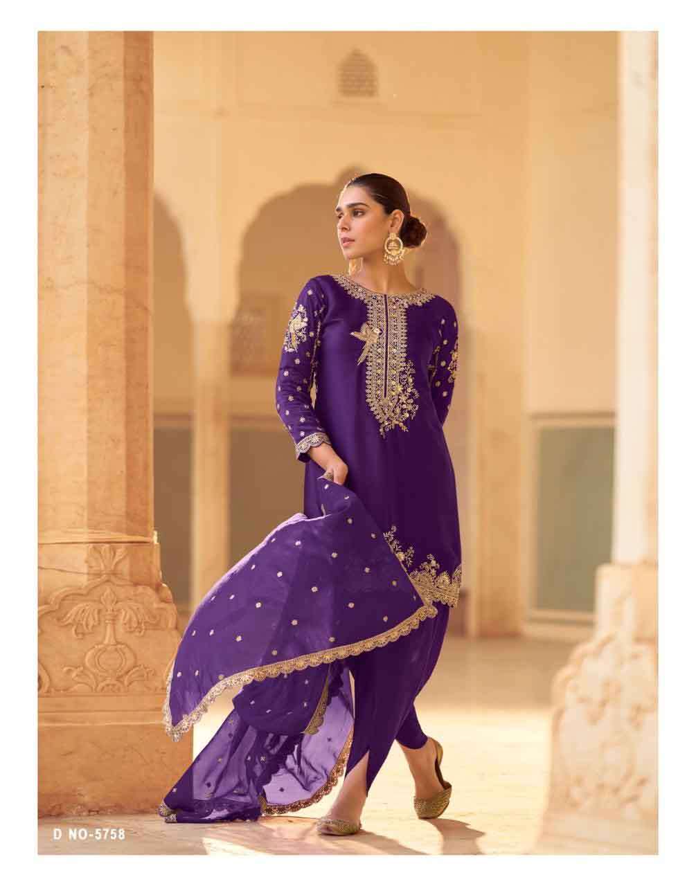 Soft Crepe Silk Embroidered Suit