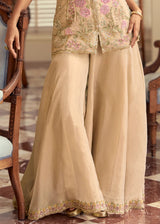 Beige Brown Simar Silk Palazzo Suit