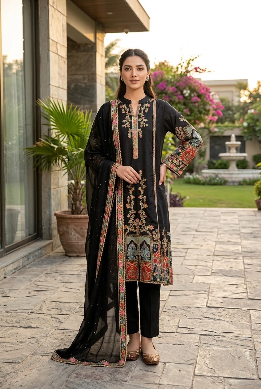 Natura Crape Chiffon Dup Suit