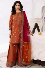 3-PC Embroidered Raw-Silk Suit By Charizma
