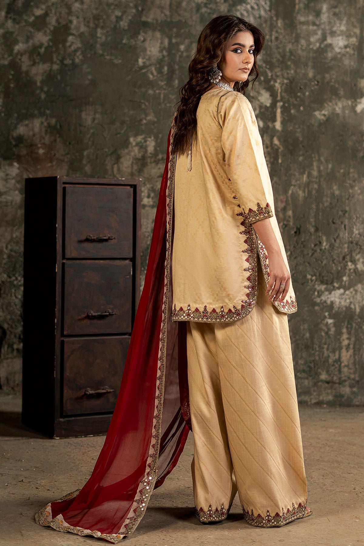 3-PC Embroidered Luxury Suit By Charizma